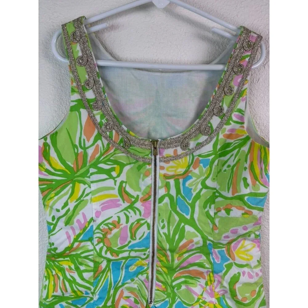 Lilly Pulitzer girls 12 green patterned sleeveless a-line‎ mini dress